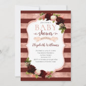 Burgundy Rose Gold Marsala Kinderdusche Einladung (Vorderseite)