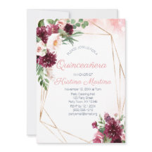 Burgundy Rose Gold Quinceñera Geburtstag