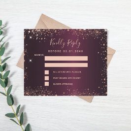 Burgundy Rose Gold RSVP-Karte