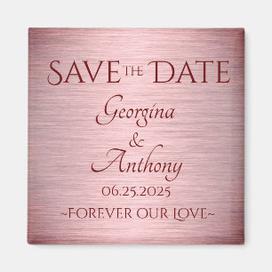 Burgundy Rose Gold Save the Date Custom Wedding Magnet
