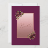 Burgundy Rose Gold Script Floral Wedding Einladung (Rückseite)