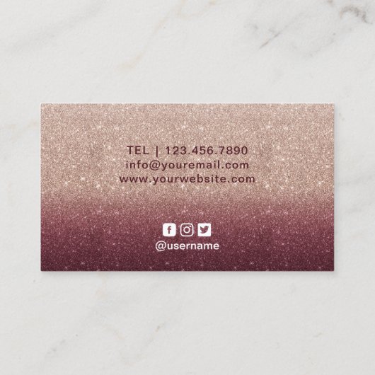 Burgundy Rose Gold Tropfen Lippen zum Basteln Visitenkarte (Rückseite)