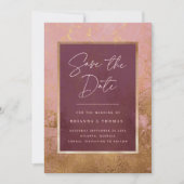Burgundy Rose Gold Wedding Save the Date (Vorderseite)