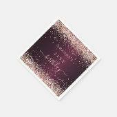 Burgundy Rose Goldene Namensskripte Geburtstag Serviette (Ecke)