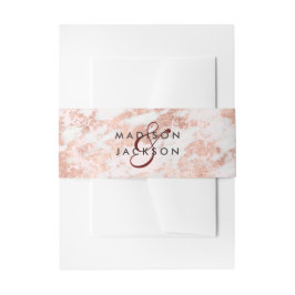 Burgundy & Rose Goldmarmor-Hochzeitsmonographie Einladungsbanderole