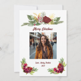 Burgundy Rose Holiday Card Feiertagskarte