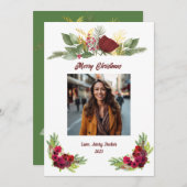 Burgundy Rose Holiday Card Feiertagskarte (Vorne/Hinten)