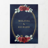 Burgundy-Rose in einem QR-Code Dreifach Gefaltete Einladung (Cover)