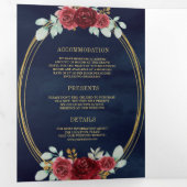 Burgundy-Rose in einem QR-Code Dreifach Gefaltete Einladung (Innen Erste Seite)