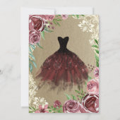 Burgundy Rose, Kleid, Lights, Lace Sweet 16 Party Einladung (Rückseite)