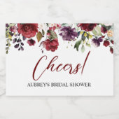 Burgundy Rose Mini Champagner Flasche Etikett (Einzelnes Label)