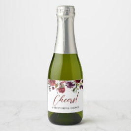 Burgundy Rose Mini Champagner Flasche Etikett