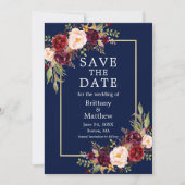 Burgundy-Rose mit Aquarellfarbe Foto Save The Date (Vorderseite)