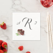 Burgundy Rose Mit Monogramm Bridal Paper Serviette (Beispiel)