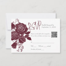 Burgundy-Rose mit QR-Code-Antwortkarte