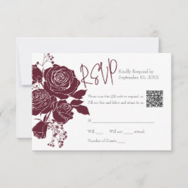 Burgundy-Rose mit QR-Code-Antwortkarte RSVP Karte