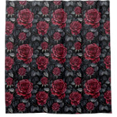 Burgundy-Rose mit schwarzem Hintergrund Duschvorhang (Vorderseite)