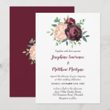 Burgundy Rose Peach Peony Floral Wedding