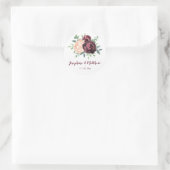 Burgundy Rose Peach Peony Floral Wedding Runder Aufkleber (Tasche)