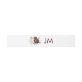 Burgundy Rose Peach Peony Monogram Wedding Einladungsbanderole (Flach)