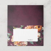 Burgundy Rose Ranunculus Wedding Platzkarte (Außenseite Aufgefaltet)
