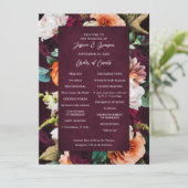 Burgundy Rose Ranunculus Wedding Programm (Stehend Vorderseite)