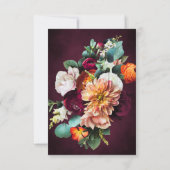 Burgundy Rose Ranunculus Wedding QR Code RSVP Karte (Rückseite)