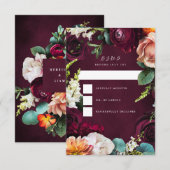Burgundy Rose Ranunculus Wedding RSVP Einladung (Vorne/Hinten)