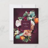 Burgundy Rose Ranunculus Wedding RSVP Karte (Rückseite)