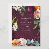 Burgundy Rose Ranunculus Wedding Save The Date (Vorderseite)