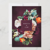 Burgundy Rose Ranunculus Wedding Save The Date (Rückseite)