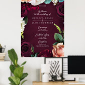Burgundy Rose Ranunculus Wedding Willkommen Poster (Heimbüro)