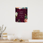 Burgundy Rose Ranunculus Wedding Willkommen Poster (Küche)