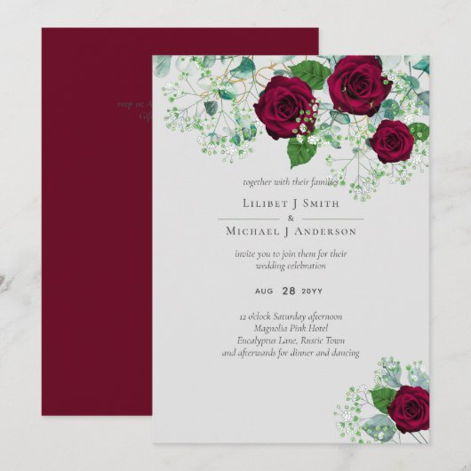 Burgundy Rose Sage Eukalyptus Wedding (Vorne/Hinten)