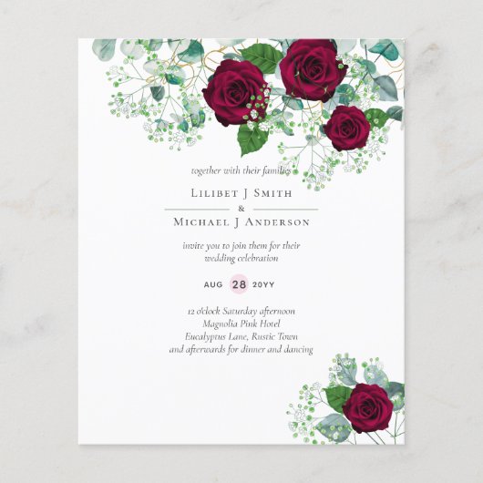 Burgundy Rose Sage Eukalyptus Wedding (Vorderseite)