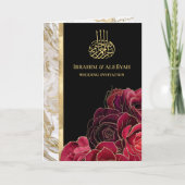 Burgundy Rose Schwarzes Gold Marmor muslimische Ho Einladung (Vorderseite)