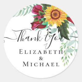 Burgundy Rose Sonnenblumen Danke, dass Sie ein Ges Runder Aufkleber