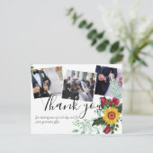 Burgundy Rose Sonnenblumen FOTO Danke Postcard Postkarte (Stehend Vorderseite)