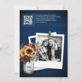 Burgundy Rose Sonnenblumen Marine QR Code Hochzeit Save The Date (Rückseite)