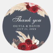 Burgundy Rose und Pampas Grass Vielen Dank Sticker (Vorderseite)