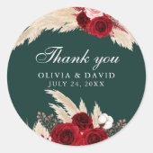 Burgundy Rose und Pampas Grass Vielen Dank Sticker (Vorderseite)