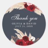 Burgundy Rose und Pampas Grass Vielen Dank Sticker (Vorderseite)