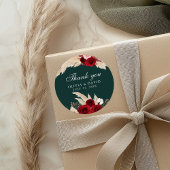 Burgundy Rose und Pampas Grass Vielen Dank Sticker
