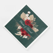 Burgundy Rose und Pampas Grass Wedding Napkins Serviette (Ecke)