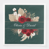 Burgundy Rose und Pampas Grass Wedding Napkins Serviette (Vorderseite)