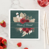 Burgundy Rose und Pampas Grass Wedding Napkins Serviette (Beispiel)