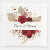 Burgundy Rose und Pampas Grass Wedding Napkins Serviette (Vorderseite)