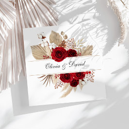 Burgundy Rose und Pampas Grass Wedding Napkins Serviette
