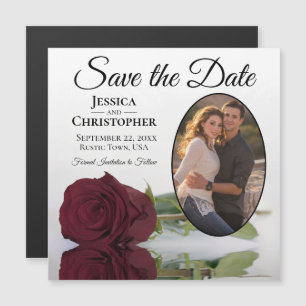 Burgundy Rose Wedding Save the Date Foto Magnet