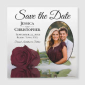 Burgundy Rose Wedding Save the Date Foto Magnet (Vorderseite)